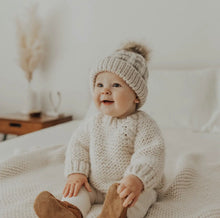 Load image into Gallery viewer, Pebble Brown Buffalo Check Pom Pom Beanie
