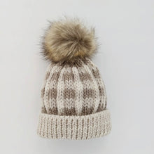 Load image into Gallery viewer, Pebble Brown Buffalo Check Pom Pom Beanie
